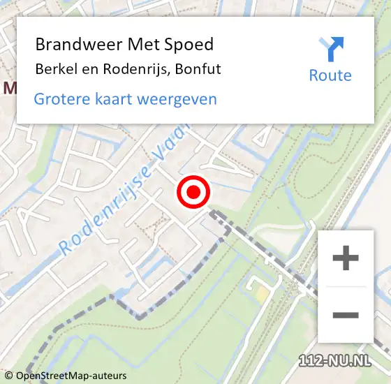 Locatie op kaart van de 112 melding: Brandweer Met Spoed Naar Berkel en Rodenrijs, Bonfut op 28 februari 2022 00:11