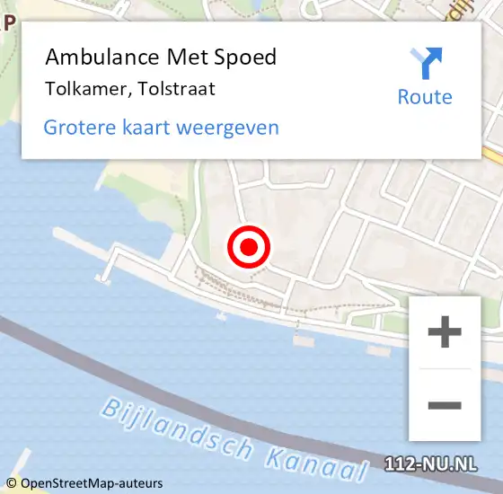 Locatie op kaart van de 112 melding: Ambulance Met Spoed Naar Tolkamer, Tolstraat op 28 februari 2022 00:37