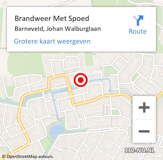 Locatie op kaart van de 112 melding: Brandweer Met Spoed Naar Barneveld, Johan Walburglaan op 28 februari 2022 00:48