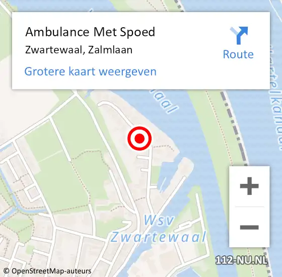 Locatie op kaart van de 112 melding: Ambulance Met Spoed Naar Zwartewaal, Zalmlaan op 28 februari 2022 00:55