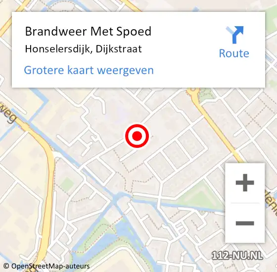 Locatie op kaart van de 112 melding: Brandweer Met Spoed Naar Honselersdijk, Dijkstraat op 28 februari 2022 01:15