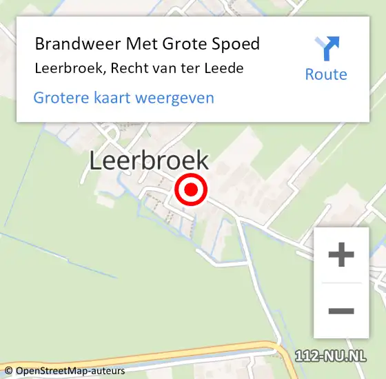 Locatie op kaart van de 112 melding: Brandweer Met Grote Spoed Naar Leerbroek, Recht van ter Leede op 28 februari 2022 02:38