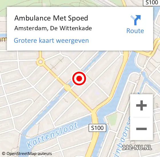 Locatie op kaart van de 112 melding: Ambulance Met Spoed Naar Amsterdam, De Wittenkade op 28 februari 2022 03:10
