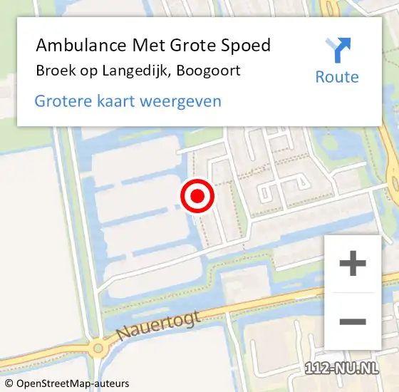 Locatie op kaart van de 112 melding: Ambulance Met Grote Spoed Naar Broek op Langedijk, Boogoort op 28 februari 2022 03:25