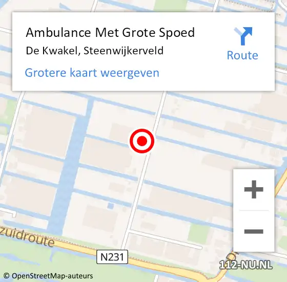 Locatie op kaart van de 112 melding: Ambulance Met Grote Spoed Naar De Kwakel, Steenwijkerveld op 28 februari 2022 04:56