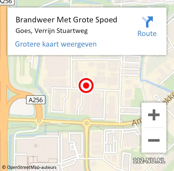 Locatie op kaart van de 112 melding: Brandweer Met Grote Spoed Naar Goes, Verrijn Stuartweg op 28 februari 2022 06:10