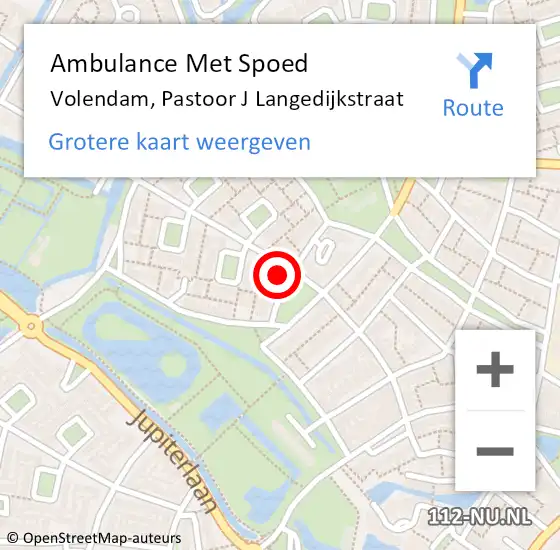 Locatie op kaart van de 112 melding: Ambulance Met Spoed Naar Volendam, Pastoor J Langedijkstraat op 28 februari 2022 07:16