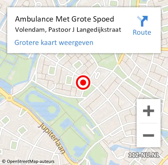 Locatie op kaart van de 112 melding: Ambulance Met Grote Spoed Naar Volendam, Pastoor J Langedijkstraat op 28 februari 2022 07:19