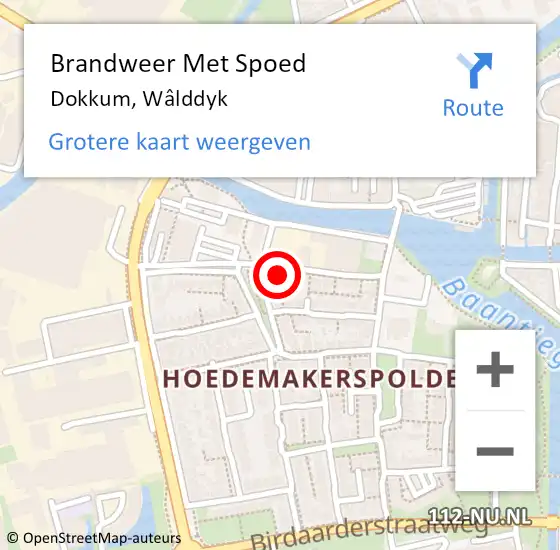 Locatie op kaart van de 112 melding: Brandweer Met Spoed Naar Dokkum, Wâlddyk op 28 februari 2022 07:30