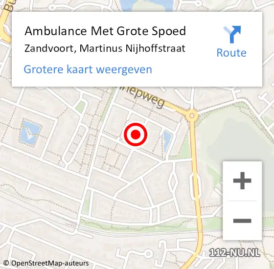 Locatie op kaart van de 112 melding: Ambulance Met Grote Spoed Naar Zandvoort, Martinus Nijhoffstraat op 28 februari 2022 07:42