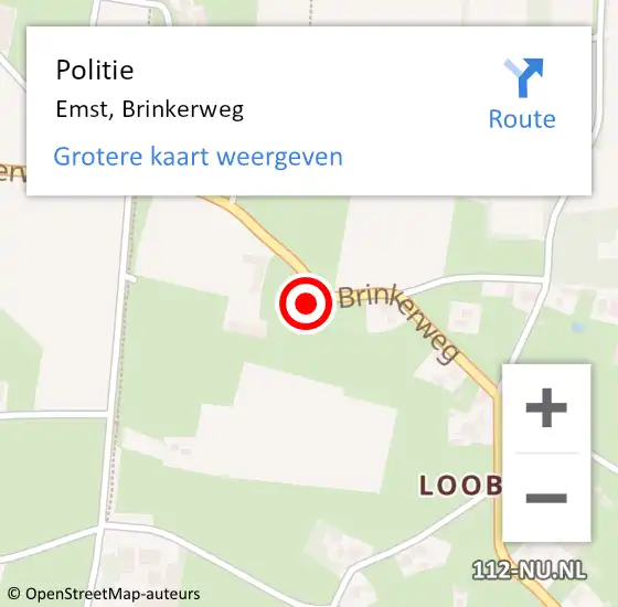 Locatie op kaart van de 112 melding: Politie Emst, Brinkerweg op 28 februari 2022 07:44