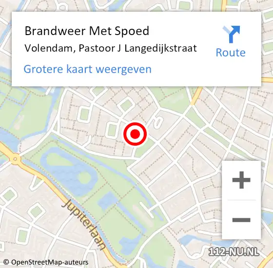 Locatie op kaart van de 112 melding: Brandweer Met Spoed Naar Volendam, Pastoor J Langedijkstraat op 28 februari 2022 07:45