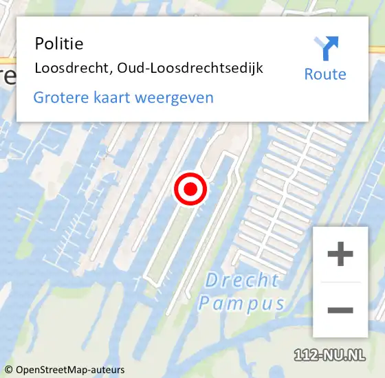 Locatie op kaart van de 112 melding: Politie Loosdrecht, Oud-Loosdrechtsedijk op 28 februari 2022 07:46