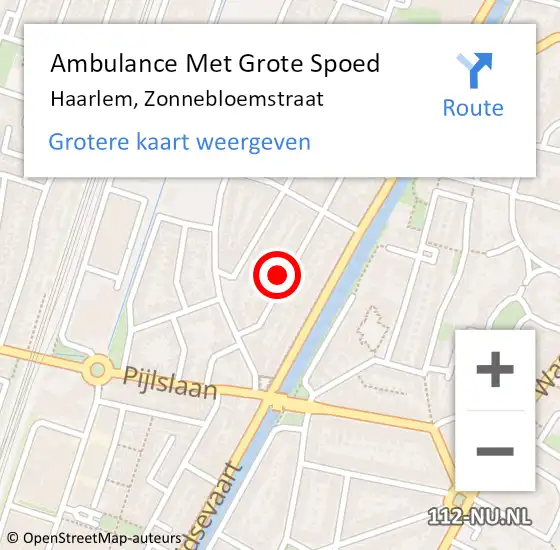 Locatie op kaart van de 112 melding: Ambulance Met Grote Spoed Naar Haarlem, Zonnebloemstraat op 28 februari 2022 07:47