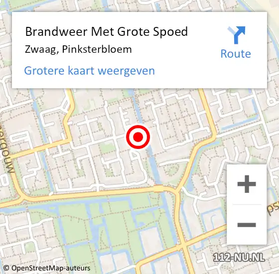 Locatie op kaart van de 112 melding: Brandweer Met Grote Spoed Naar Zwaag, Pinksterbloem op 28 februari 2022 07:50