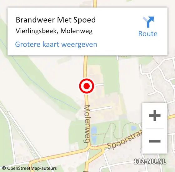 Locatie op kaart van de 112 melding: Brandweer Met Spoed Naar Vierlingsbeek, Molenweg op 28 februari 2022 07:57