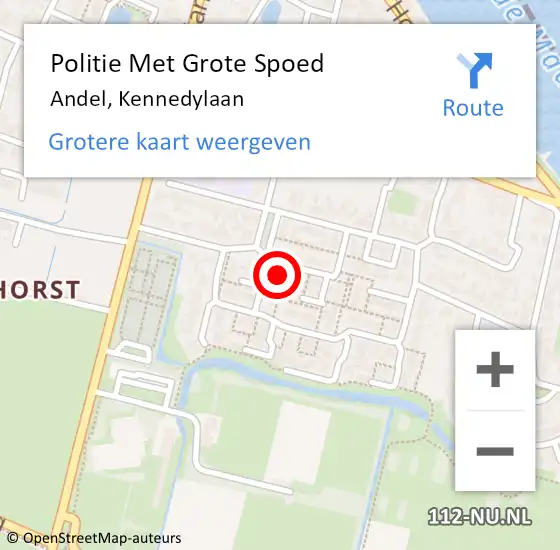 Locatie op kaart van de 112 melding: Politie Met Grote Spoed Naar Andel, Kennedylaan op 28 februari 2022 08:13