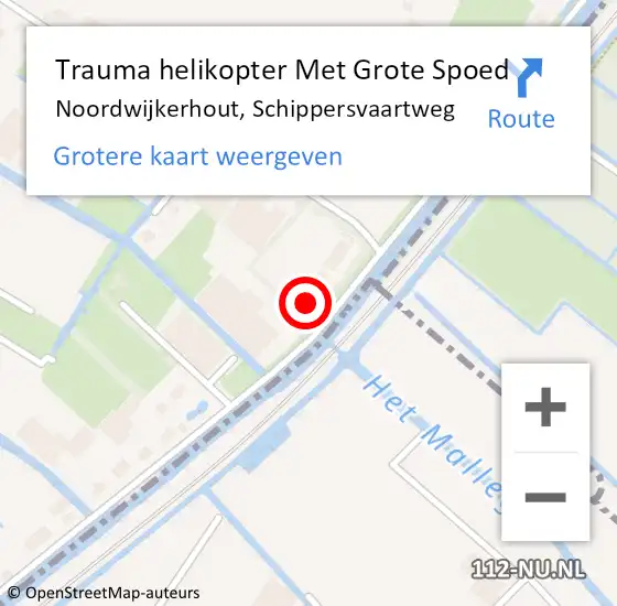 Locatie op kaart van de 112 melding: Trauma helikopter Met Grote Spoed Naar Noordwijkerhout, Schippersvaartweg op 28 februari 2022 08:19