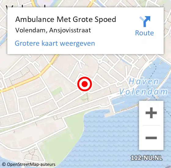 Locatie op kaart van de 112 melding: Ambulance Met Grote Spoed Naar Volendam, Ansjovisstraat op 28 februari 2022 08:20