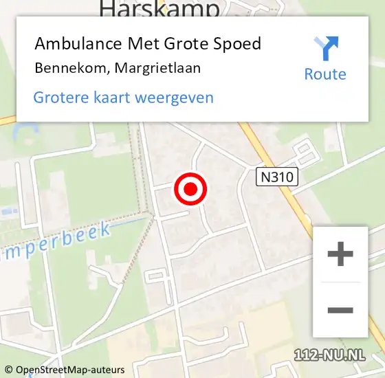 Locatie op kaart van de 112 melding: Ambulance Met Grote Spoed Naar Bennekom, Margrietlaan op 28 februari 2022 08:29