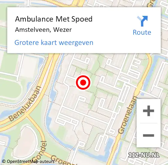 Locatie op kaart van de 112 melding: Ambulance Met Spoed Naar Amstelveen, Wezer op 28 februari 2022 08:39