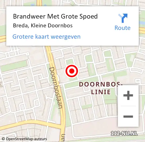 Locatie op kaart van de 112 melding: Brandweer Met Grote Spoed Naar Breda, Kleine Doornbos op 28 februari 2022 08:41