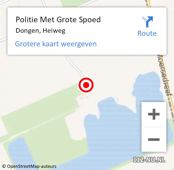 Locatie op kaart van de 112 melding: Politie Met Grote Spoed Naar Dongen, Heiweg op 28 februari 2022 08:48