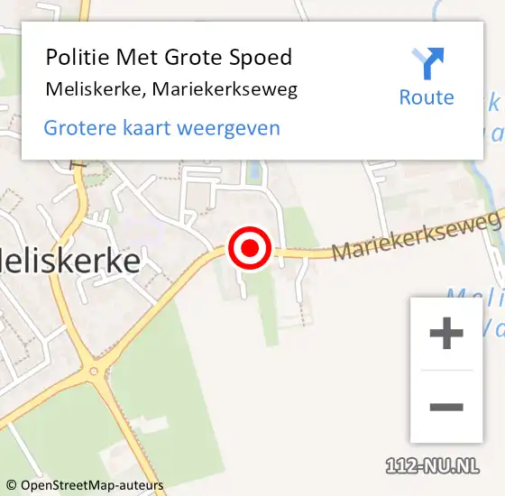 Locatie op kaart van de 112 melding: Politie Met Grote Spoed Naar Meliskerke, Mariekerkseweg op 28 februari 2022 08:55