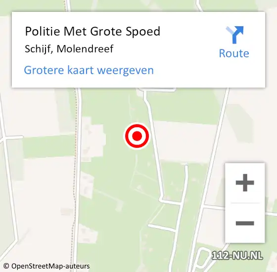 Locatie op kaart van de 112 melding: Politie Met Grote Spoed Naar Schijf, Molendreef op 28 februari 2022 09:03