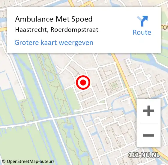 Locatie op kaart van de 112 melding: Ambulance Met Spoed Naar Haastrecht, Roerdompstraat op 28 februari 2022 09:14