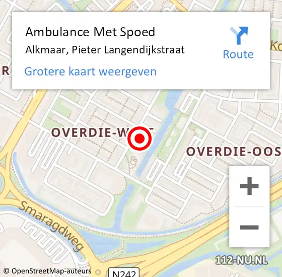 Locatie op kaart van de 112 melding: Ambulance Met Spoed Naar Alkmaar, Pieter Langendijkstraat op 28 februari 2022 09:36