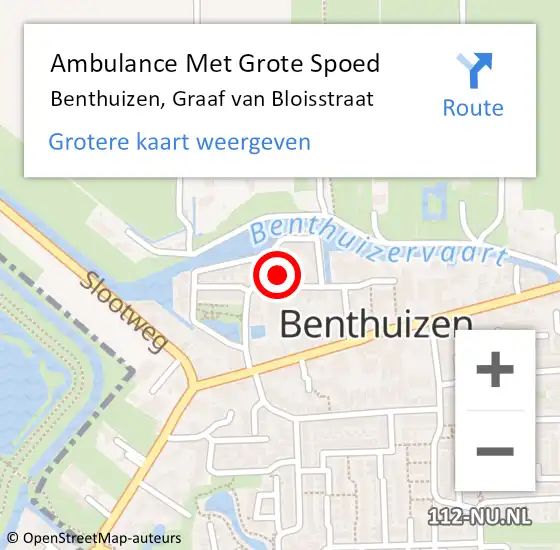 Locatie op kaart van de 112 melding: Ambulance Met Grote Spoed Naar Benthuizen, Graaf van Bloisstraat op 28 februari 2022 09:40