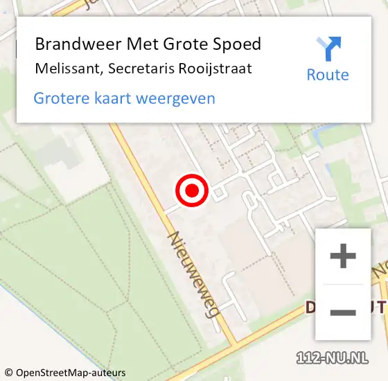 Locatie op kaart van de 112 melding: Brandweer Met Grote Spoed Naar Melissant, Secretaris Rooijstraat op 28 februari 2022 10:02