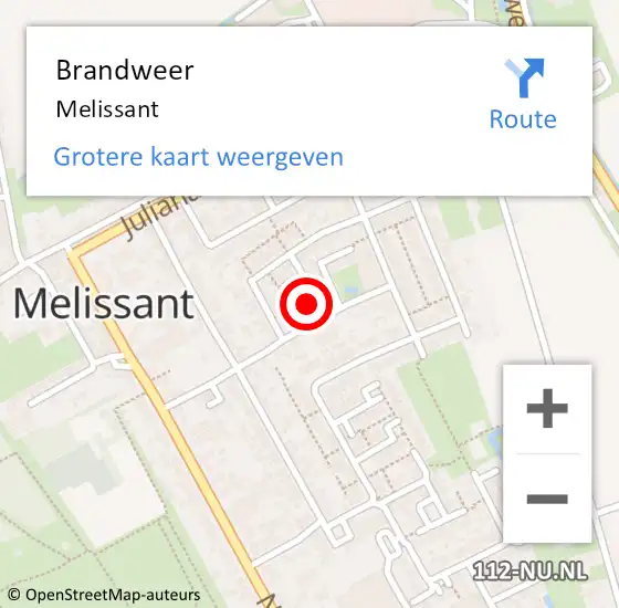 Locatie op kaart van de 112 melding: Brandweer Melissant op 28 februari 2022 10:11