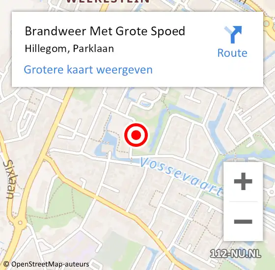 Locatie op kaart van de 112 melding: Brandweer Met Grote Spoed Naar Hillegom, Parklaan op 7 oktober 2013 18:41