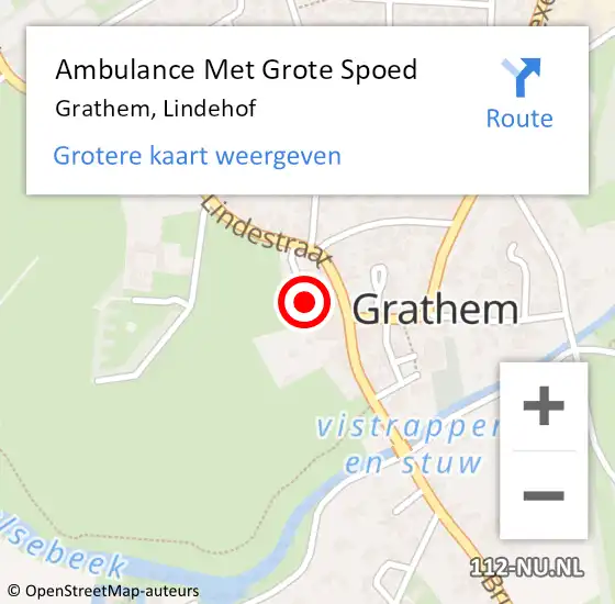 Locatie op kaart van de 112 melding: Ambulance Met Grote Spoed Naar Grathem, Lindehof op 28 februari 2022 10:14