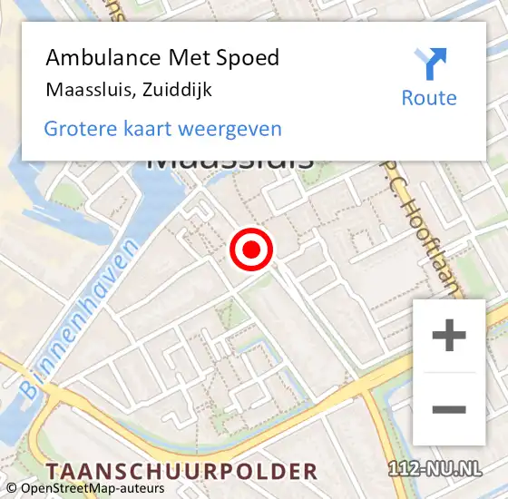 Locatie op kaart van de 112 melding: Ambulance Met Spoed Naar Maassluis, Zuiddijk op 28 februari 2022 10:24