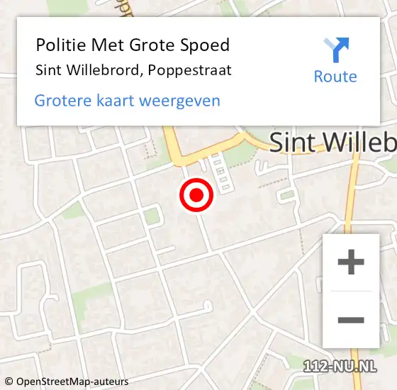 Locatie op kaart van de 112 melding: Politie Met Grote Spoed Naar Sint Willebrord, Poppestraat op 28 februari 2022 10:32