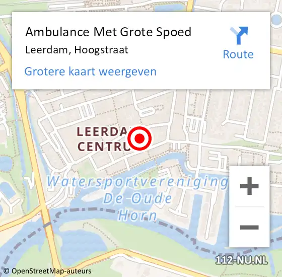 Locatie op kaart van de 112 melding: Ambulance Met Grote Spoed Naar Leerdam, Hoogstraat op 28 februari 2022 10:52