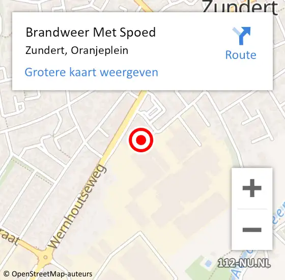 Locatie op kaart van de 112 melding: Brandweer Met Spoed Naar Zundert, Oranjeplein op 28 februari 2022 11:05