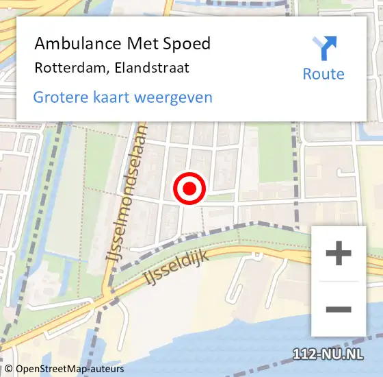 Locatie op kaart van de 112 melding: Ambulance Met Spoed Naar Rotterdam, Elandstraat op 28 februari 2022 11:08