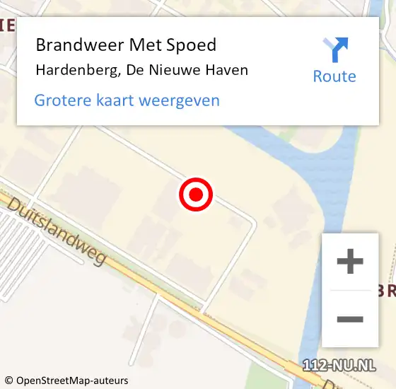 Locatie op kaart van de 112 melding: Brandweer Met Spoed Naar Hardenberg, De Nieuwe Haven op 28 februari 2022 11:18