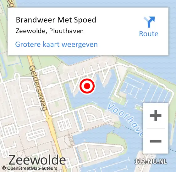 Locatie op kaart van de 112 melding: Brandweer Met Spoed Naar Zeewolde, Pluuthaven op 28 februari 2022 11:28