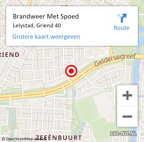 Locatie op kaart van de 112 melding: Brandweer Met Spoed Naar Lelystad, Griend 40 op 28 februari 2022 11:35