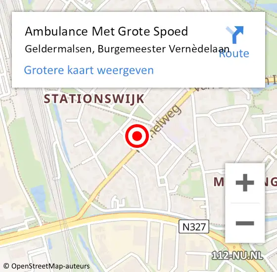 Locatie op kaart van de 112 melding: Ambulance Met Grote Spoed Naar Geldermalsen, Burgemeester Vernèdelaan op 28 februari 2022 11:42