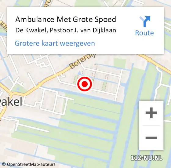 Locatie op kaart van de 112 melding: Ambulance Met Grote Spoed Naar De Kwakel, Pastoor J. van Dijklaan op 28 februari 2022 11:44