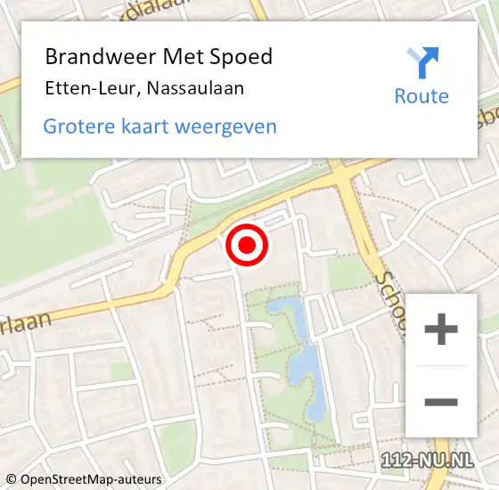 Locatie op kaart van de 112 melding: Brandweer Met Spoed Naar Etten-Leur, Nassaulaan op 28 februari 2022 11:53