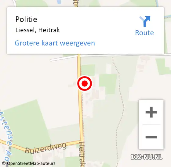 Locatie op kaart van de 112 melding: Politie Liessel, Heitrak op 28 februari 2022 11:54