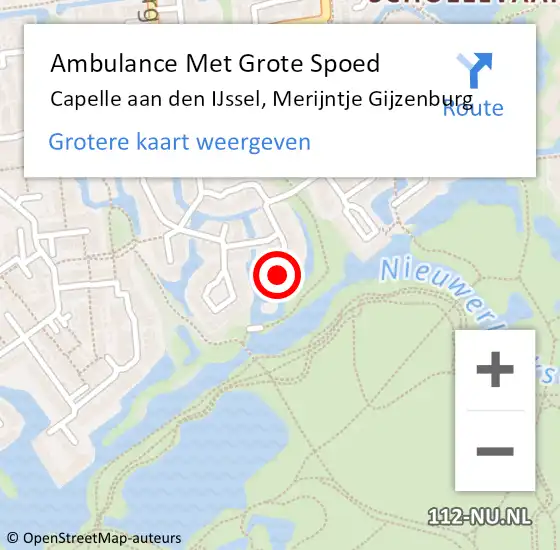 Locatie op kaart van de 112 melding: Ambulance Met Grote Spoed Naar Capelle aan den IJssel, Merijntje Gijzenburg op 28 februari 2022 12:00