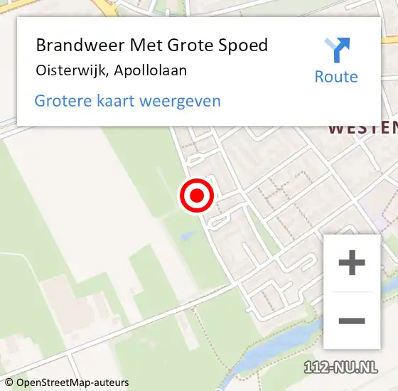 Locatie op kaart van de 112 melding: Brandweer Met Grote Spoed Naar Oisterwijk, Apollolaan op 28 februari 2022 12:08